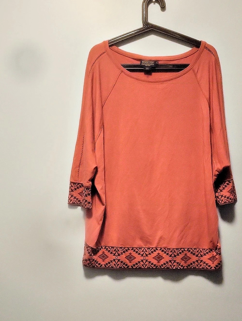 Pendleton Geometric Long Sleeve Tunic Orange XL Like New